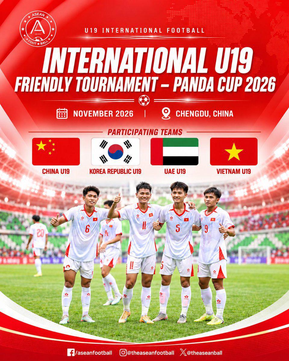 博主：越南U19将赴成都出战熊猫杯，交手中国、韩国、阿联酋